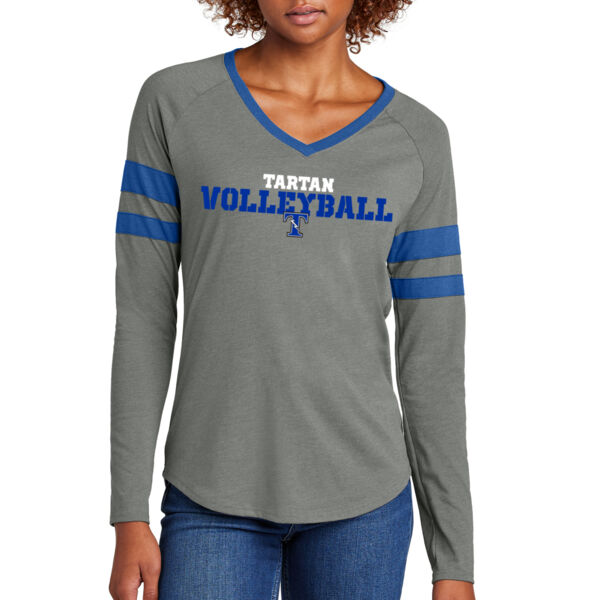 Sport-Tek® Women's Halftime Stripe Long Sleeve V-Neck Tee - Printed Logo **Add Name for $5! ** Thumbnail